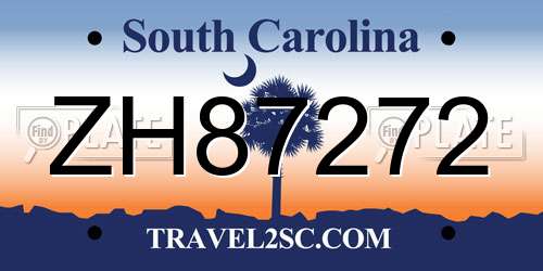 ZH87272 South Carolina License Plate