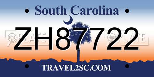 ZH87722 South Carolina License Plate