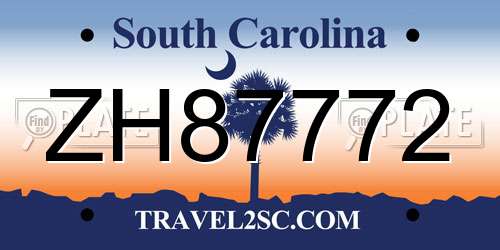 ZH87772 South Carolina License Plate