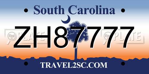 ZH87777 South Carolina License Plate