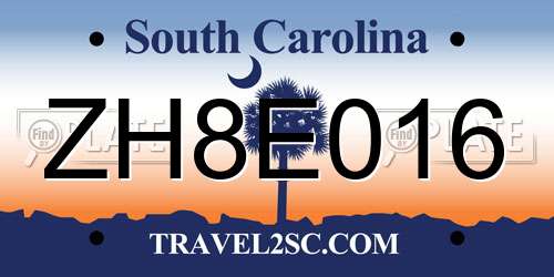 ZH8E016 South Carolina License Plate