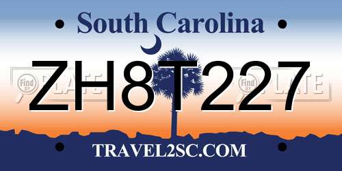 ZH8T227 South Carolina License Plate