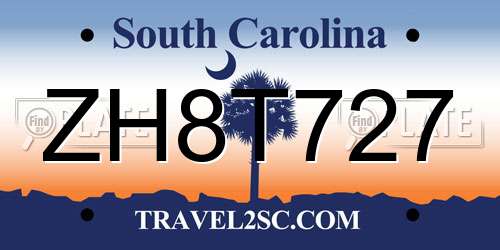 ZH8T727 South Carolina License Plate