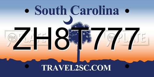 ZH8T777 South Carolina License Plate