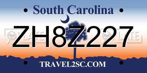 ZH8Z227 South Carolina License Plate