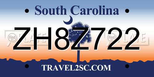 ZH8Z722 South Carolina License Plate