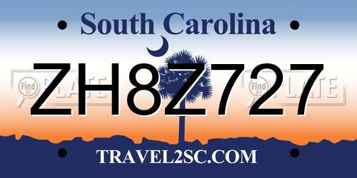 ZH8Z727 South Carolina License Plate