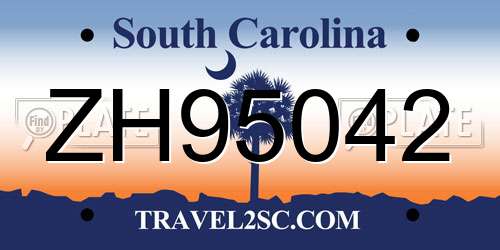 ZH95042 South Carolina License Plate