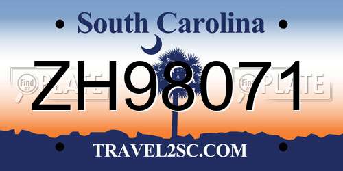 ZH98071 South Carolina License Plate