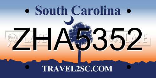 ZHA5352 South Carolina License Plate