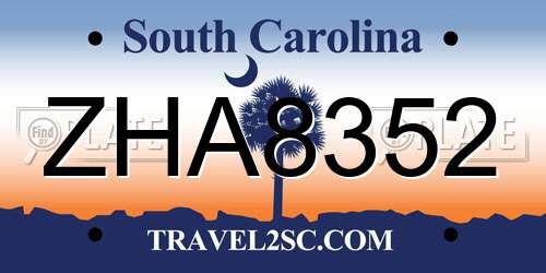 ZHA8352 South Carolina License Plate