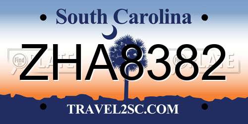 ZHA8382 South Carolina License Plate