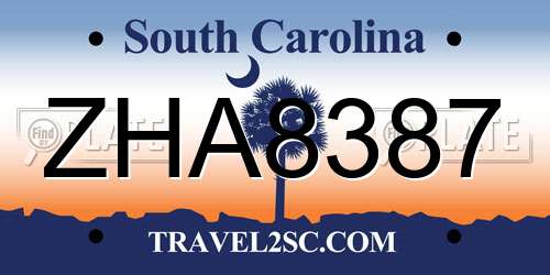 ZHA8387 South Carolina License Plate