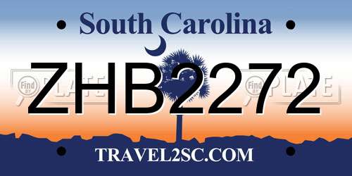 ZHB2272 South Carolina License Plate