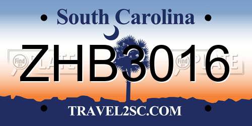 ZHB3016 South Carolina License Plate