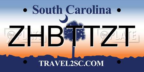 ZHBTTZT South Carolina License Plate