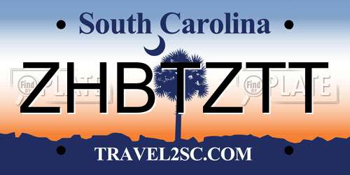ZHBTZTT South Carolina License Plate