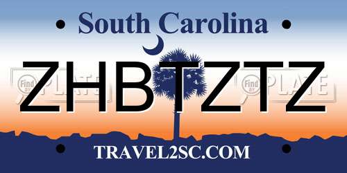 ZHBTZTZ South Carolina License Plate