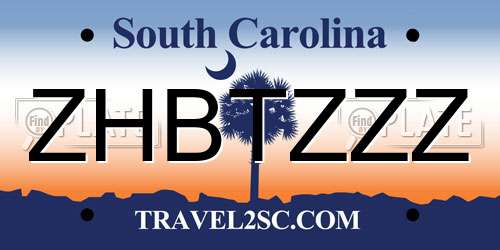 ZHBTZZZ South Carolina License Plate