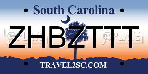 ZHBZTTT South Carolina License Plate
