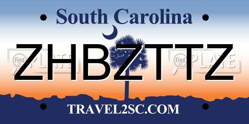 ZHBZTTZ South Carolina License Plate