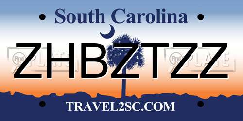 ZHBZTZZ South Carolina License Plate
