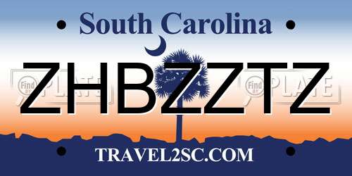 ZHBZZTZ South Carolina License Plate