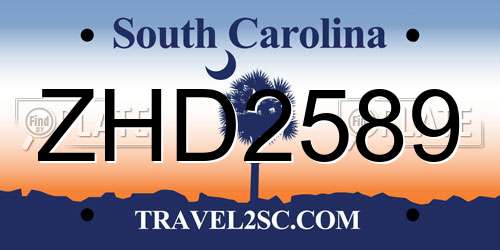 ZHD2589 South Carolina License Plate
