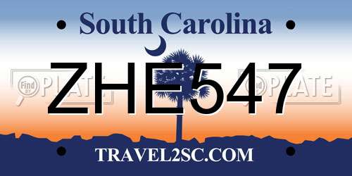 ZHE547 South Carolina License Plate