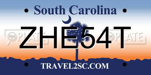ZHE54T South Carolina License Plate