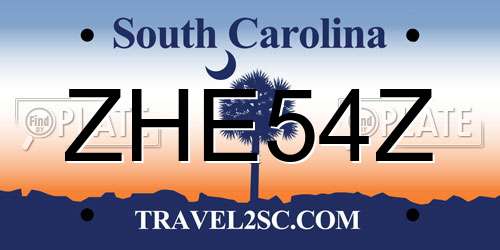 ZHE54Z South Carolina License Plate