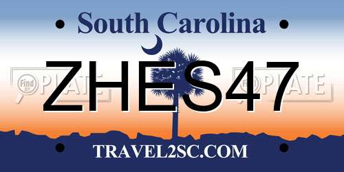 ZHES47 South Carolina License Plate