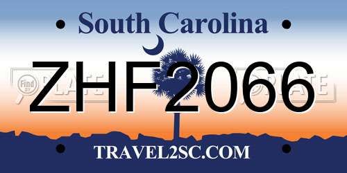 ZHF2066 South Carolina License Plate