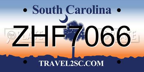 ZHF7066 South Carolina License Plate