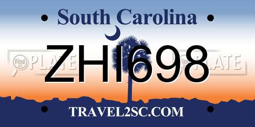 ZHI698 South Carolina License Plate