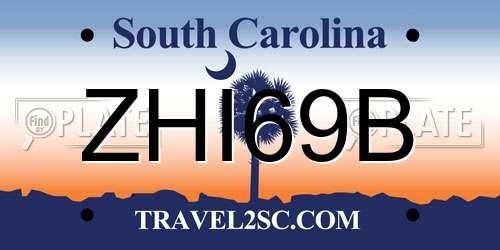 ZHI69B South Carolina License Plate