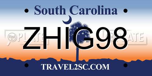 ZHIG98 South Carolina License Plate