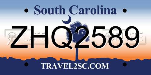 ZHQ2589 South Carolina License Plate