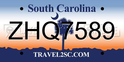 ZHQ7589 South Carolina License Plate