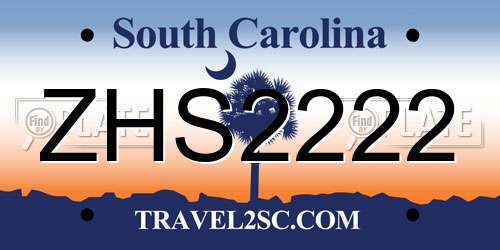 ZHS2222 South Carolina License Plate
