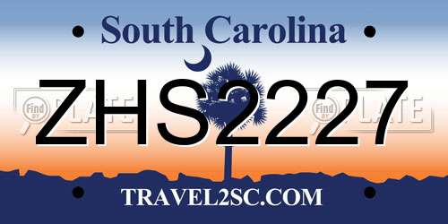 ZHS2227 South Carolina License Plate