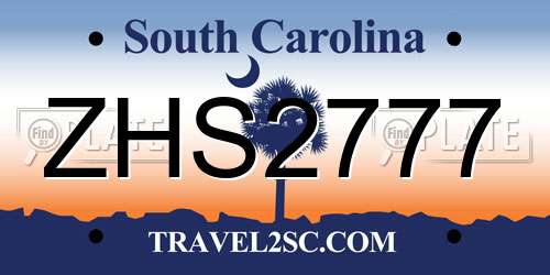ZHS2777 South Carolina License Plate