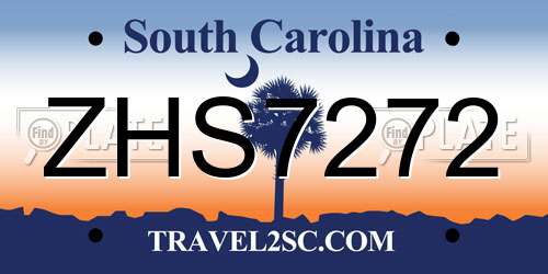 ZHS7272 South Carolina License Plate