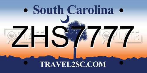 ZHS7777 South Carolina License Plate