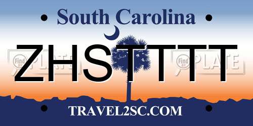 ZHSTTTT South Carolina License Plate