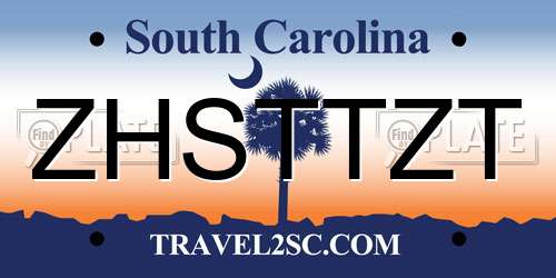 ZHSTTZT South Carolina License Plate