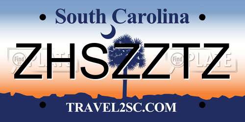 ZHSZZTZ South Carolina License Plate