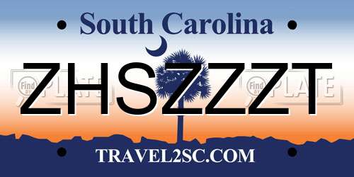 ZHSZZZT South Carolina License Plate