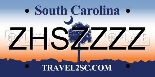 ZHSZZZZ South Carolina License Plate