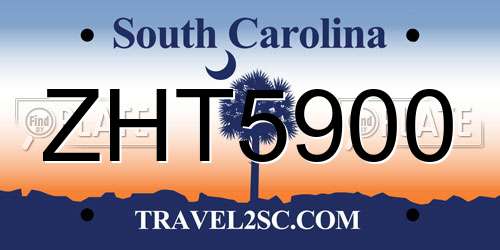 ZHT5900 South Carolina License Plate